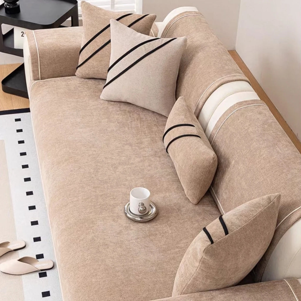 [Heavy Non-Slip Sofa Protector Classic] Luxurious Chenille Sofa Cover with Decorative Stitching - Thick, Sofa Towel