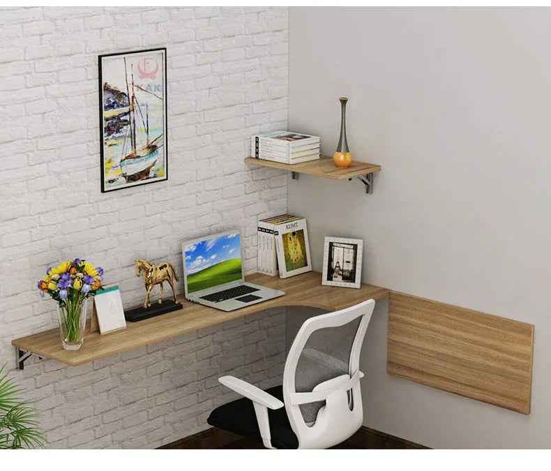 2PCS Folding Bracket for Shelf Table Desk Heavy Duty Floating Triangle Shelf Collapsible Space Saving DIY Wall Mounted Bracket