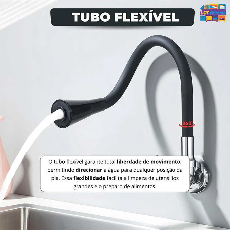 Faucet Flexible Wall Wall Black Gourmet Black-Bright Wall