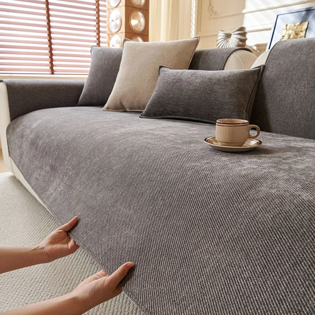 Minimalist Twill Chenille Anti-Slip Sofa Cover for All Seasons Living Room Furniture Decor Couch Cushion Cover Slipcover
