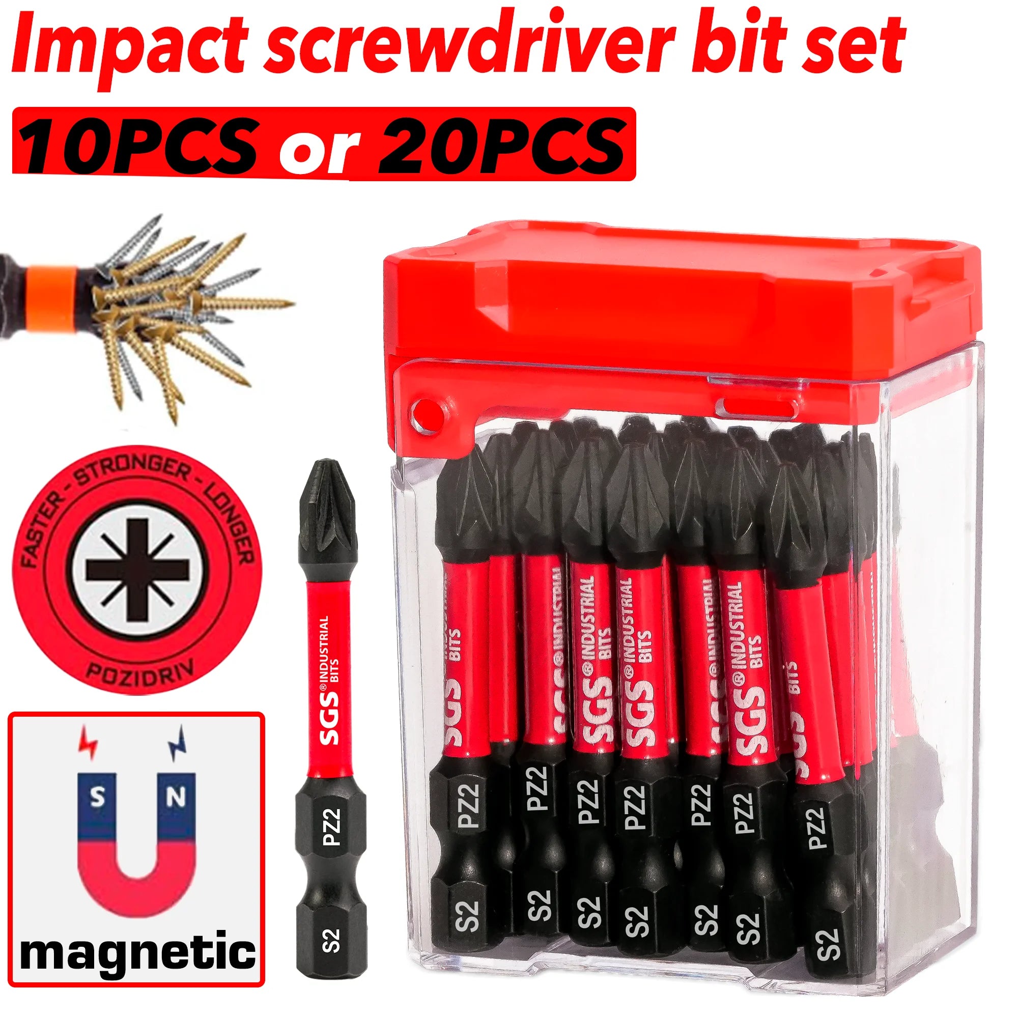 Jogo de Bits de Impacto Magnéticos Pz2 Antiderrapante