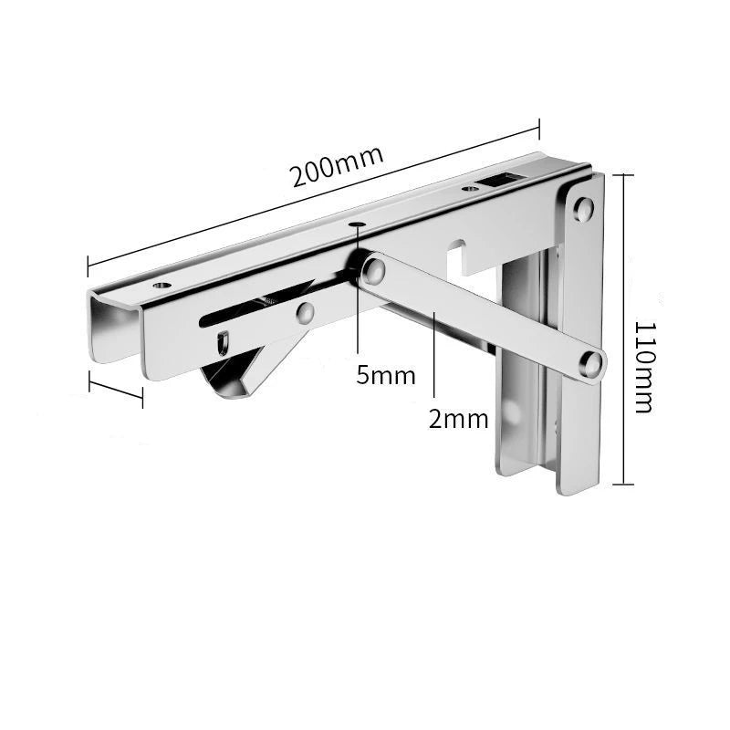 2PCS Folding Bracket for Shelf Table Desk Heavy Duty Floating Triangle Shelf Collapsible Space Saving DIY Wall Mounted Bracket