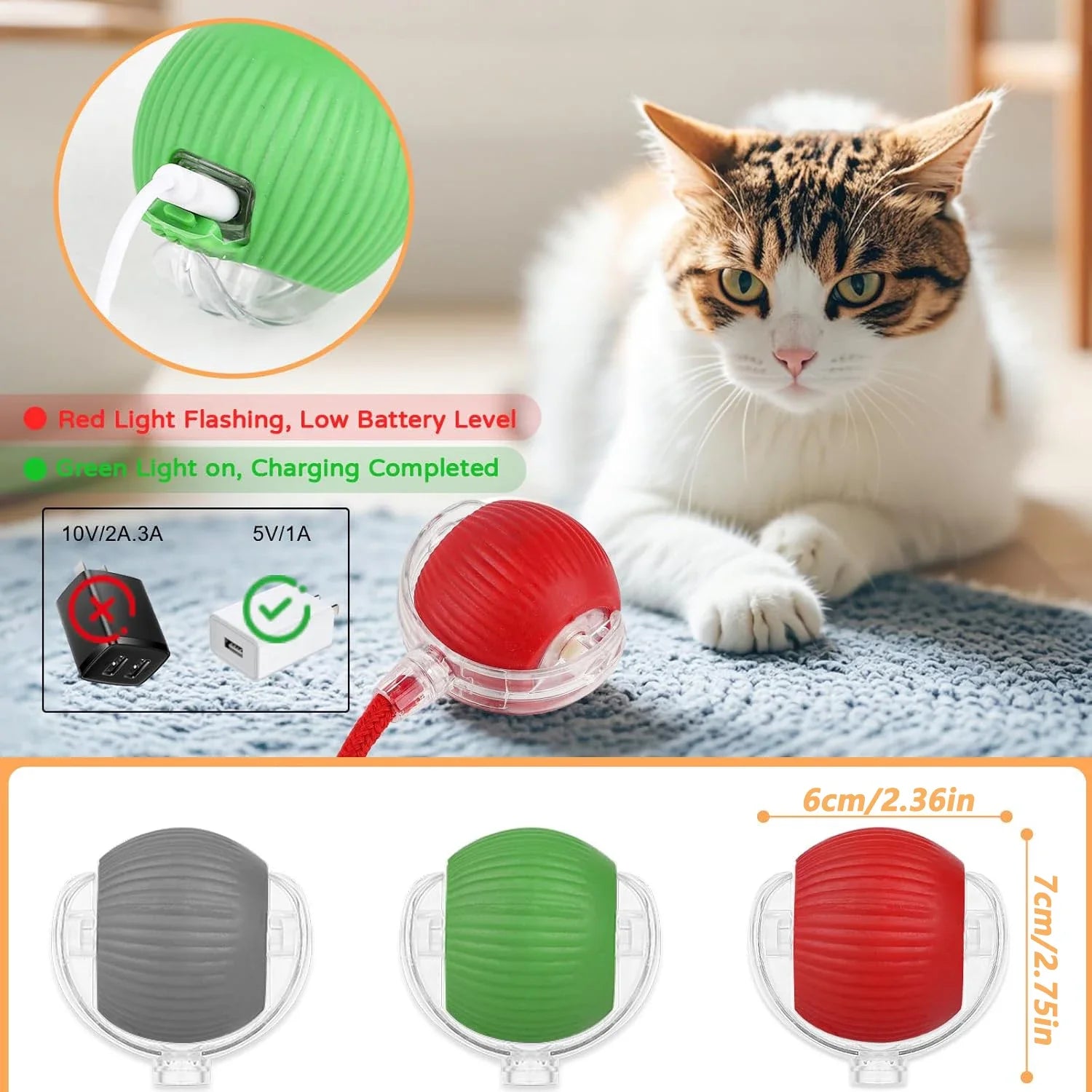 Bola Interativa Elétrica com Movimento Automático para Pets