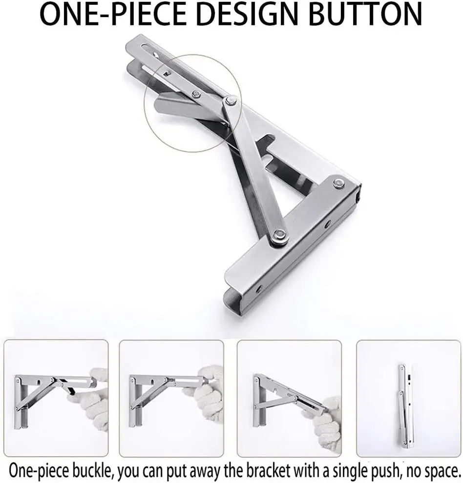 2PCS Folding Bracket for Shelf Table Desk Heavy Duty Floating Triangle Shelf Collapsible Space Saving DIY Wall Mounted Bracket