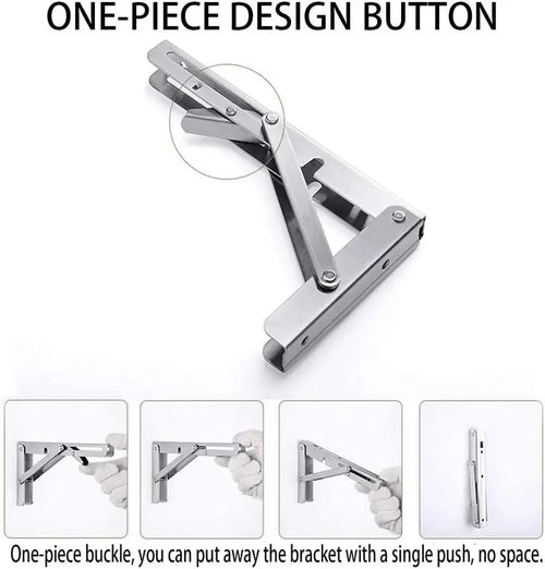 2PCS Folding Bracket for Shelf Table Desk Heavy Duty Floating Triangle Shelf Collapsible Space Saving DIY Wall Mounted Bracket