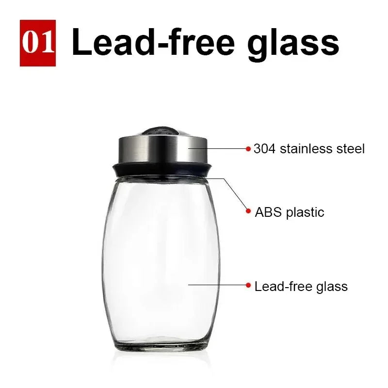 Kitchen Rotating Spice Bottle Set Glass Material Seasoning Salt Sugar Pepper Seasoning Storage Bottle Kitchen Spice Rack